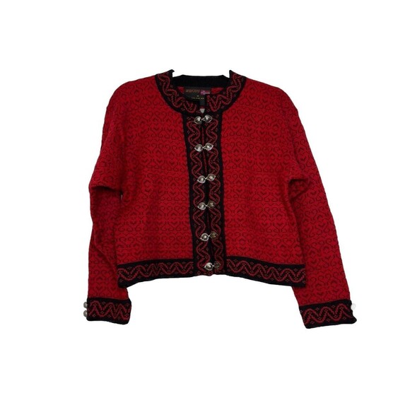 Windfjord of Norway Cardigan Sweater Womens Small 100% Wool Clasp Classic Red - Picture 1 of 14